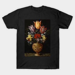 Flowers in a Vase on a Marble Plinth by Hendrik van der Borcht T-Shirt
